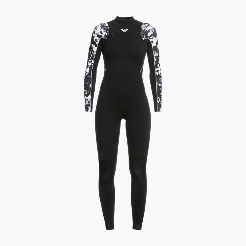 Pianka do pływania damska ROXY 3/2 mm Elite Chest Zip GBS true black/black flowers