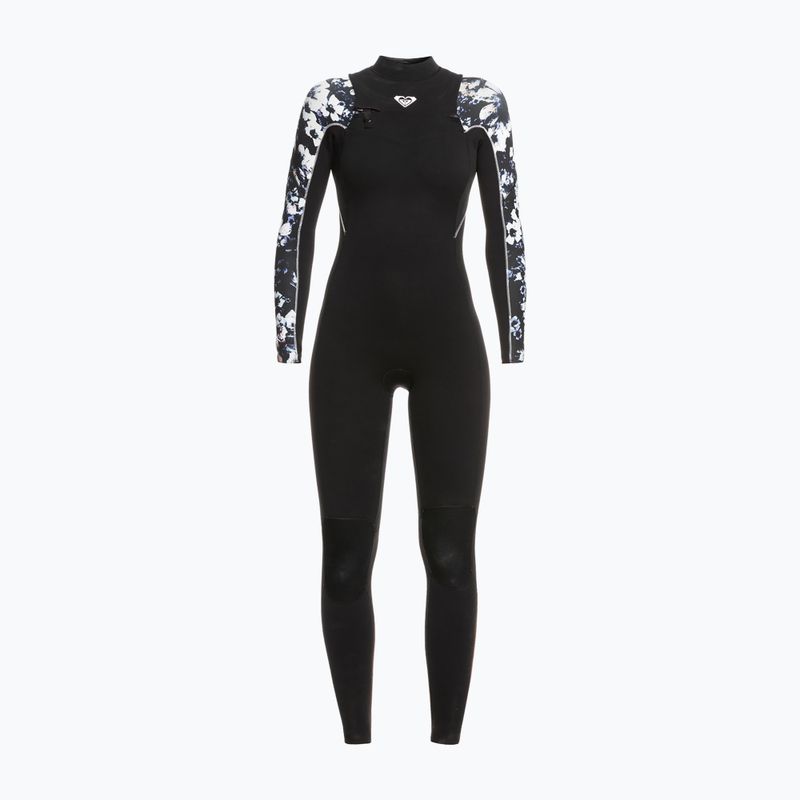 Pianka do pływania damska ROXY 4/3 mm Elite Chest Zip GBS true black/black flowers