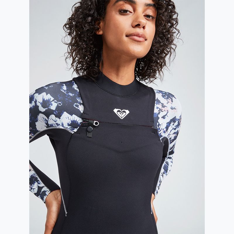 Pianka do pływania damska ROXY 4/3 mm Elite Chest Zip GBS true black/black flowers 11