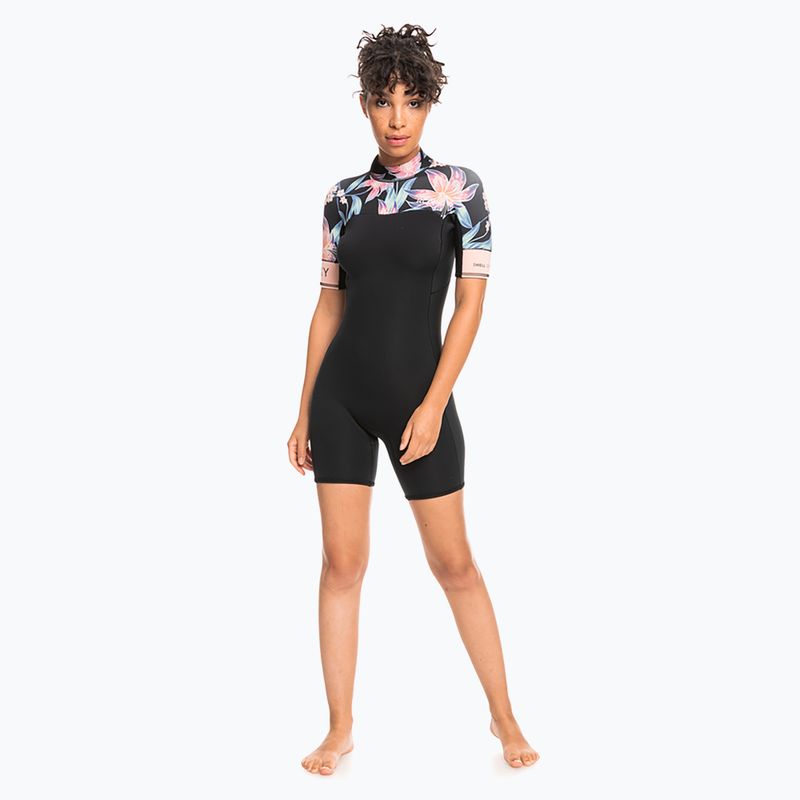 Pianka do pływania damska ROXY 2 mm Swell Series Back Zip Springsuit Qlock anthracite paradise found s 2
