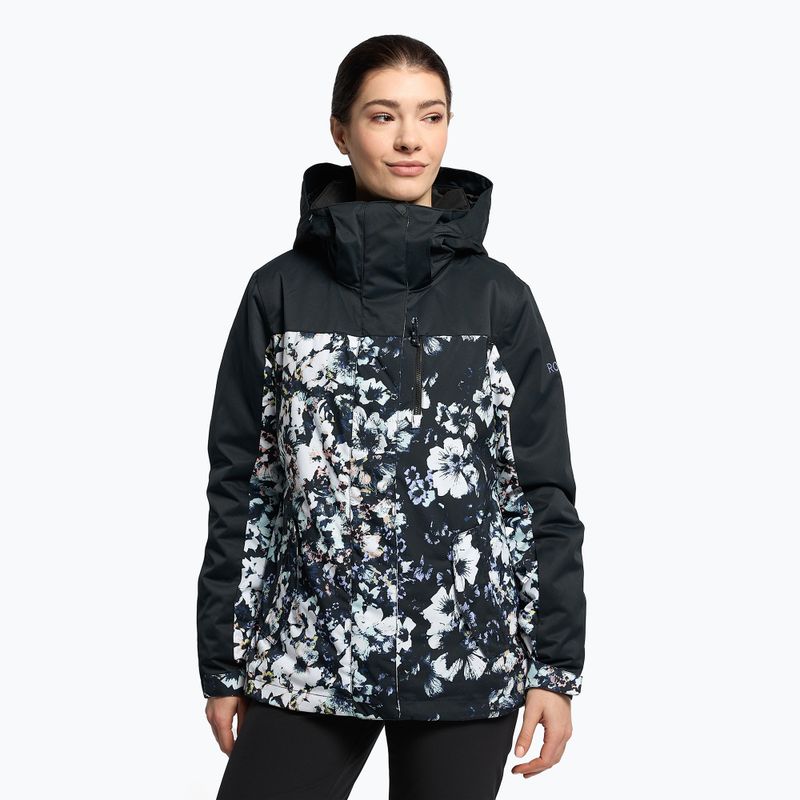 Kurtka snowboardowa damska ROXY Jetty Block true black black flowers