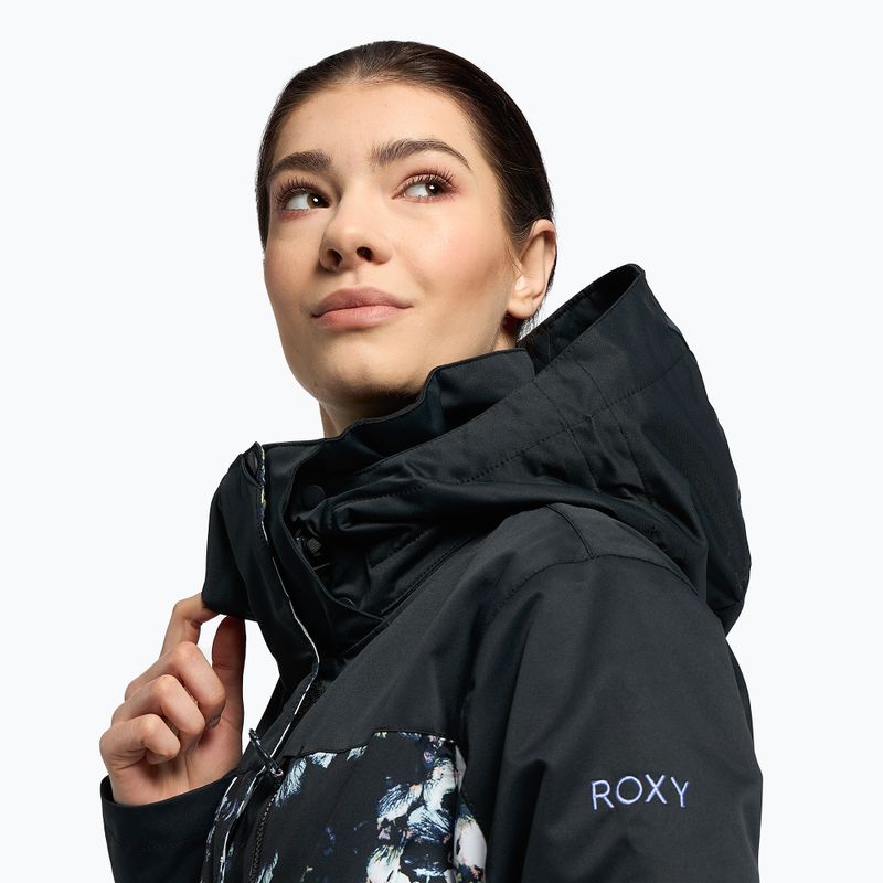 Kurtka snowboardowa damska ROXY Jetty Block true black black flowers 5