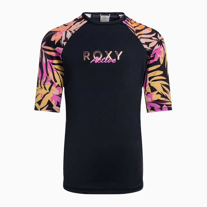 Koszulka do pływania dziecięca ROXY Active Joy Lycra anthracite zebra jungle girl