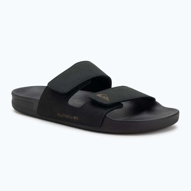 Klapki męskie Quiksilver Rivi Leather Double Adjust black 1