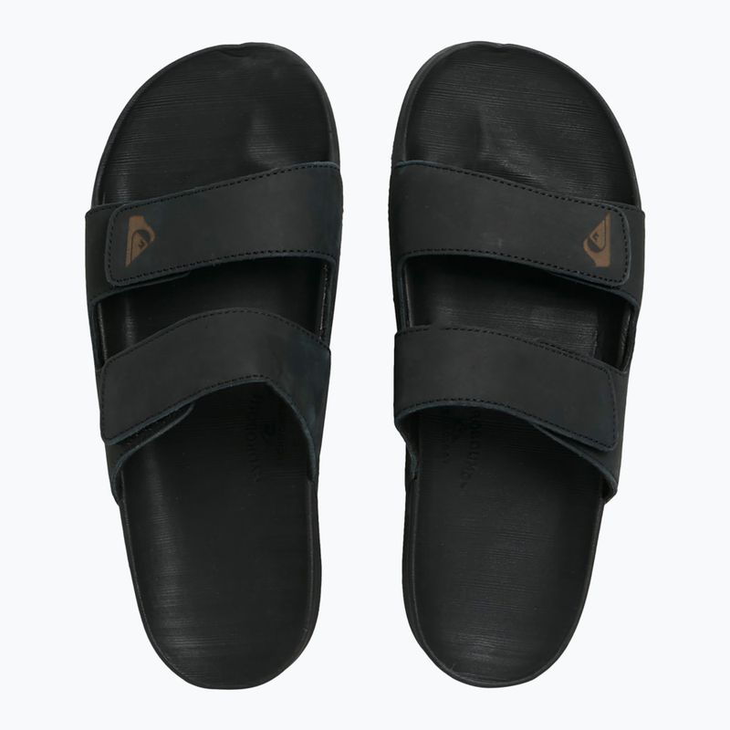 Klapki męskie Quiksilver Rivi Leather Double Adjust black 1 2