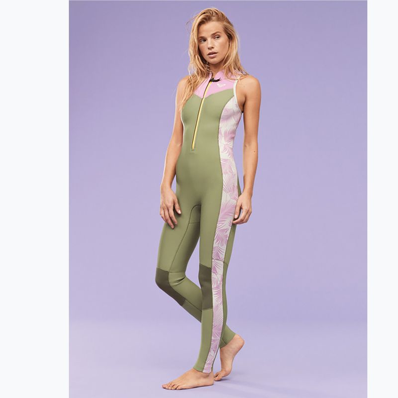 Pianka do pływania damska ROXY 1,5 mm Long John Springsuit Qlock palmed out light gray 9