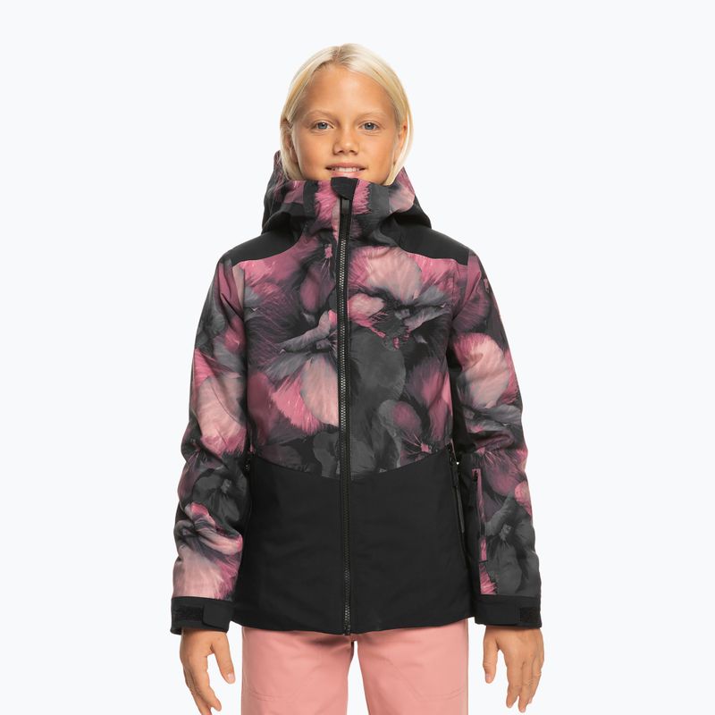 Kurtka snowboardowa dziecięca ROXY Silverwinter Girl true black pansy pansy