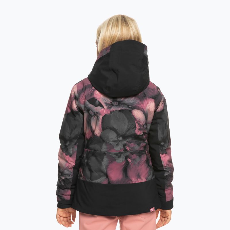 Kurtka snowboardowa dziecięca ROXY Silverwinter Girl true black pansy pansy 2