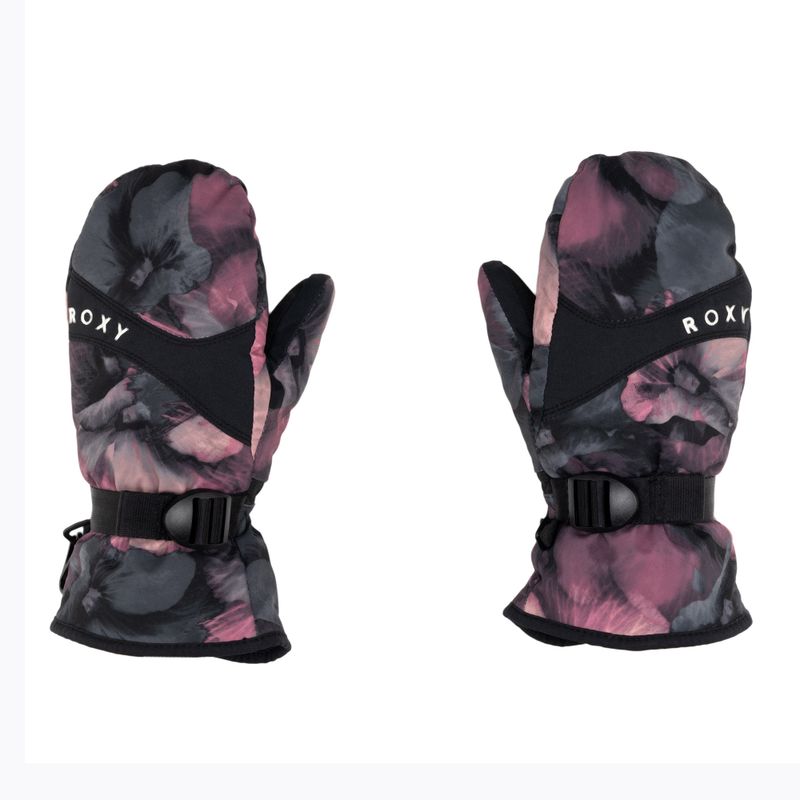 Rękawice snowboardowe dziecięce ROXY Jetty Mitt Girl true black pansy pansy rg 3