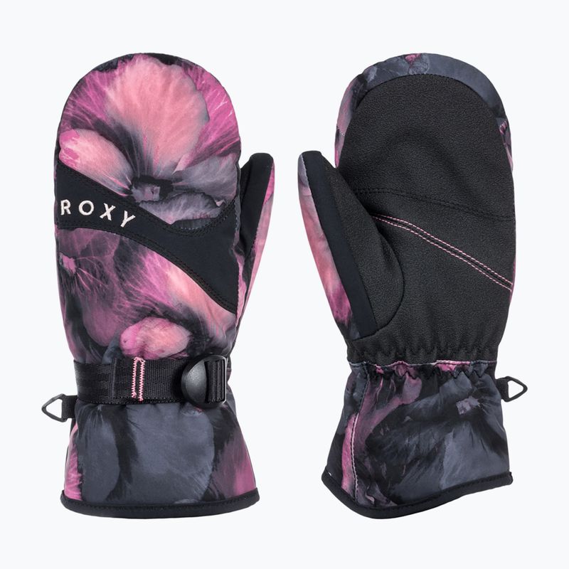 Rękawice snowboardowe dziecięce ROXY Jetty Mitt Girl true black pansy pansy rg 5