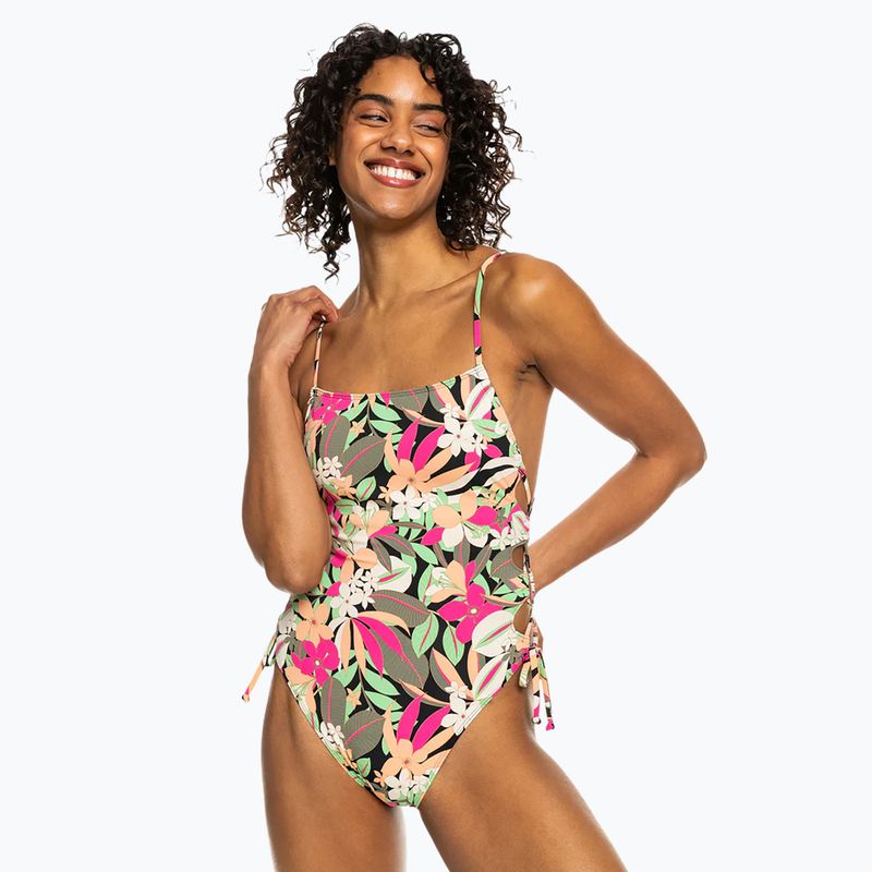 Strój kąpielowy jednoczęściowy damski ROXY Printed Beach Classics Lace UP anthracite palm song s 2