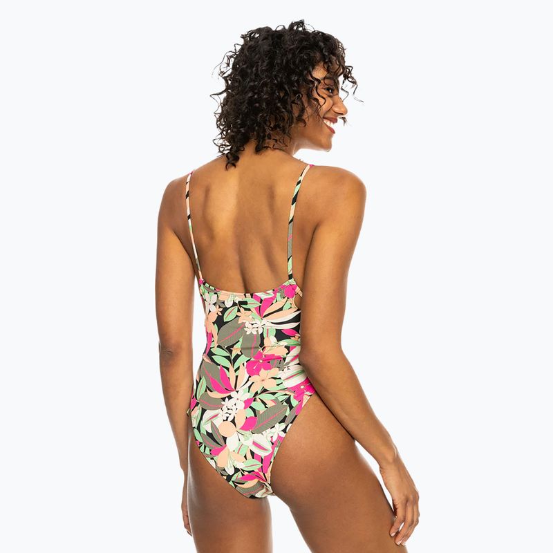 Strój kąpielowy jednoczęściowy damski ROXY Printed Beach Classics Lace UP anthracite palm song s 4