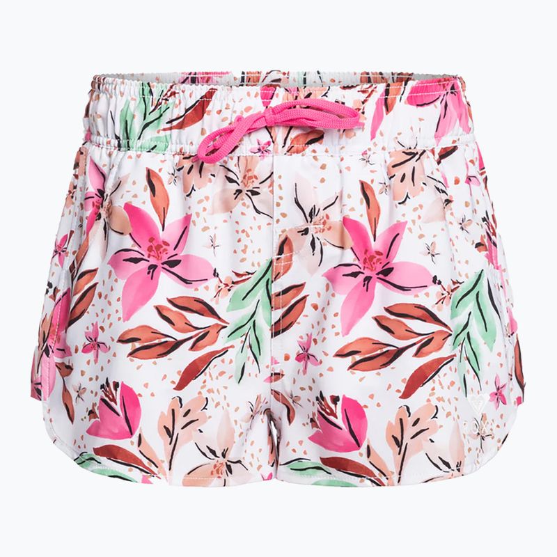 Szorty kąpielowe damskie ROXY Wave Printed 2 white happy tropical swim