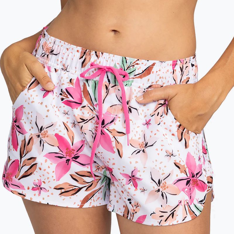 Szorty kąpielowe damskie ROXY Wave Printed 2 white happy tropical swim 2