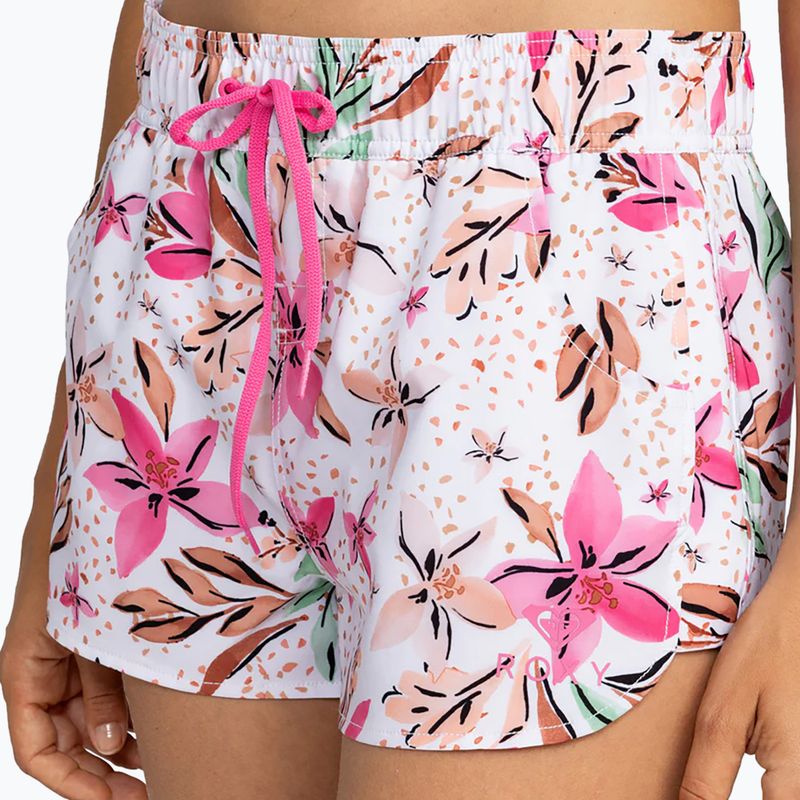 Szorty kąpielowe damskie ROXY Wave Printed 2 white happy tropical swim 4