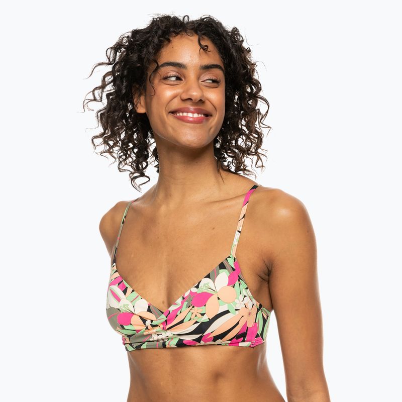 Góra od stroju kąpielowego ROXY Printed Beach Classics Wrap anthracite palm song s 2