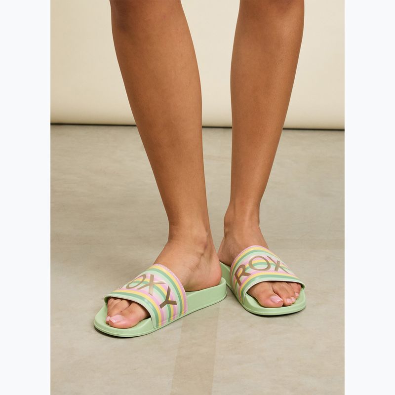 Klapki damskie ROXY Slippy II green stripe 7