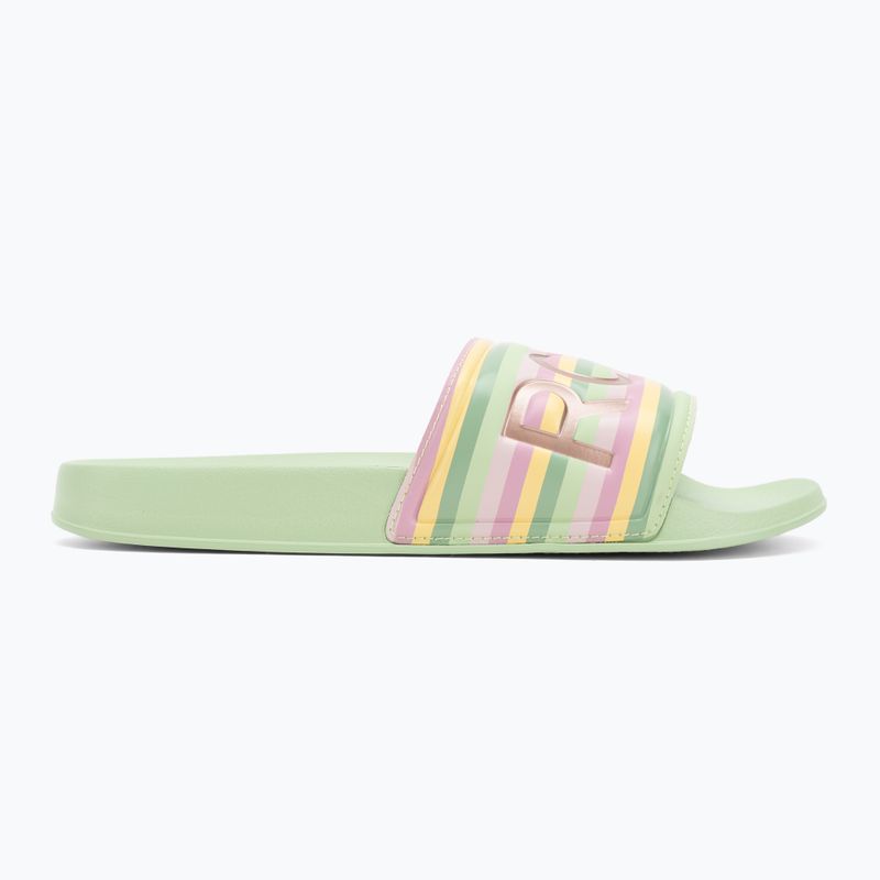 Klapki damskie ROXY Slippy II green stripe 2