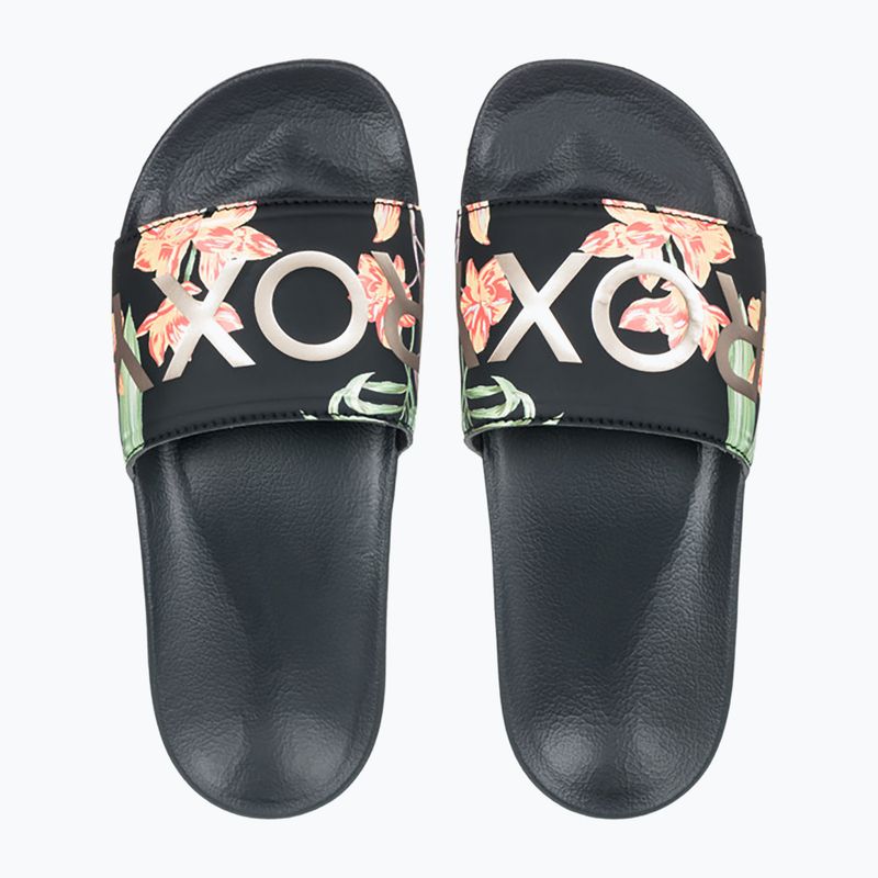 Klapki damskie ROXY Slippy II black/green print 2