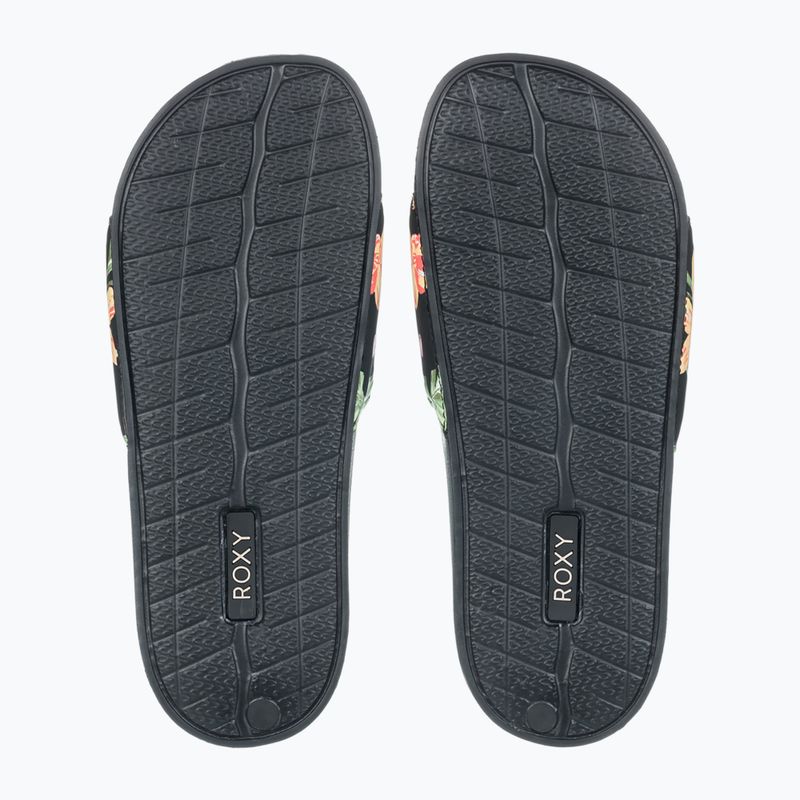 Klapki damskie ROXY Slippy II black/green print 3