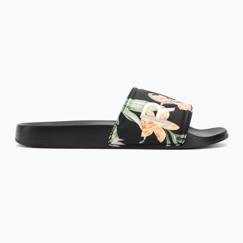 Klapki damskie ROXY Slippy II black/green print 2