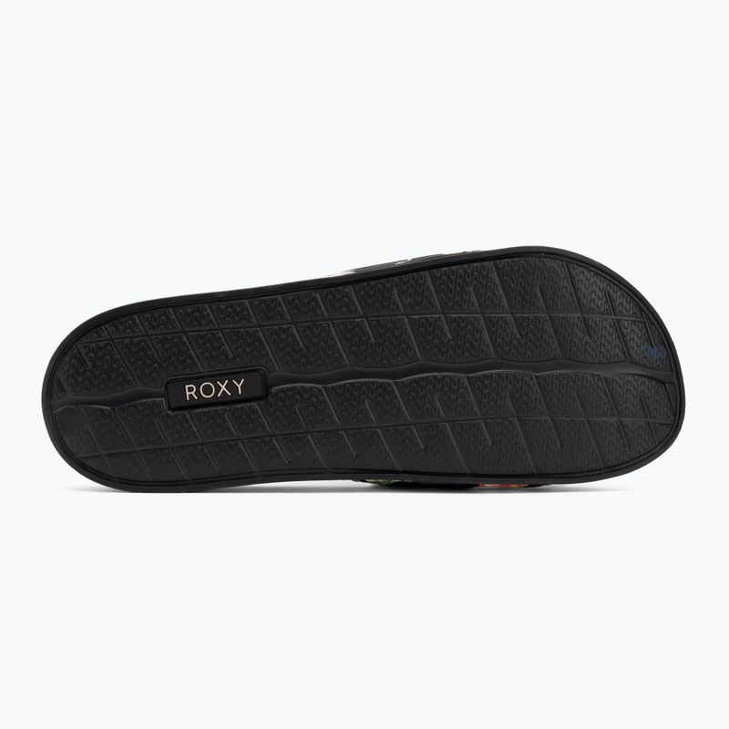 Klapki damskie ROXY Slippy II black/green print 4