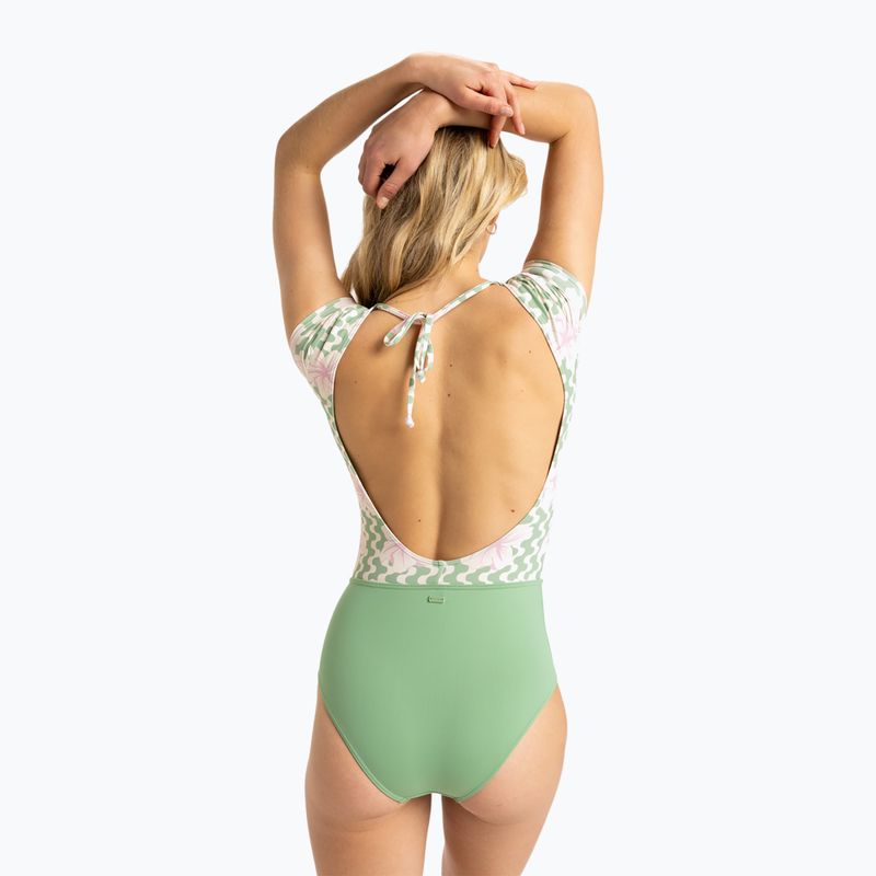Strój kąpielowy jednoczęściowy damski ROXY Hibiscus Daze basil party waves yw 3
