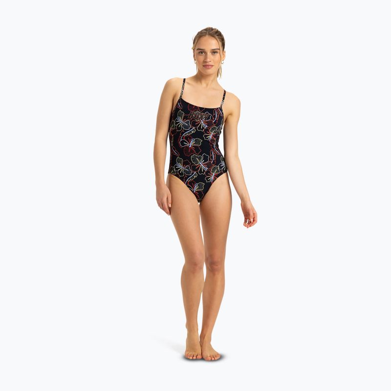 Strój kąpielowy jednoczęściowy damski ROXY Active Basic Printed anthracite athletic hibiscus 2