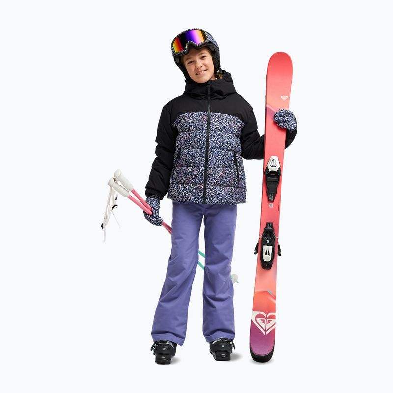Kurtka snowboardowa dziecięca ROXY Snowyhill Printed Puffy true black wildin out rg 2