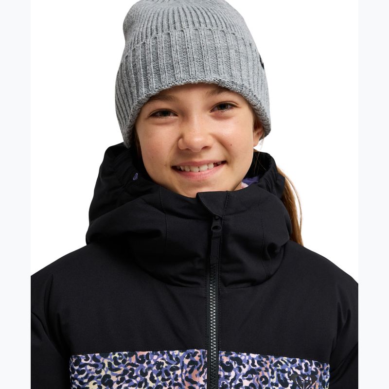 Kurtka snowboardowa dziecięca ROXY Snowyhill Printed Puffy true black wildin out rg 4