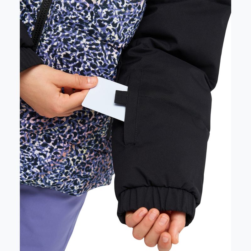 Kurtka snowboardowa dziecięca ROXY Snowyhill Printed Puffy true black wildin out rg 6