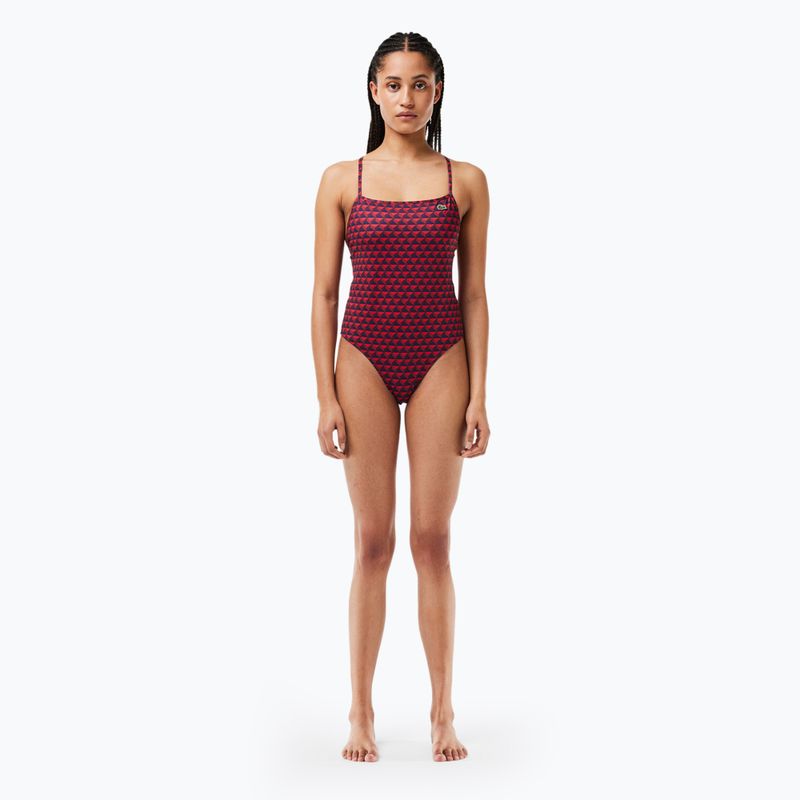 Strój kąpielowy jednoczęściowy damski Lacoste MF7264 penumbra/alizarin /red 3