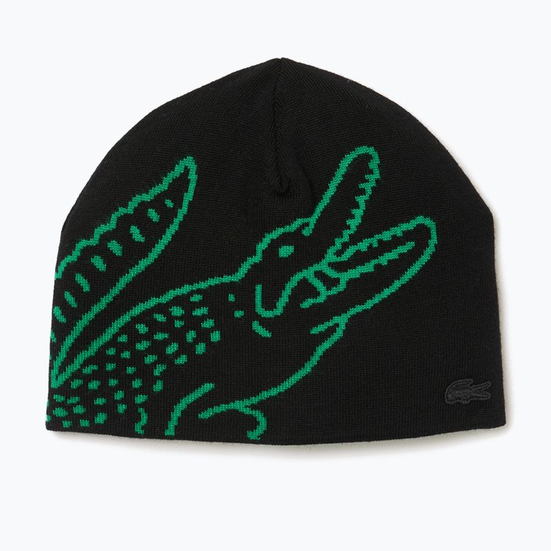 Czapka zimowa Lacoste RB3021 black/fluorine green