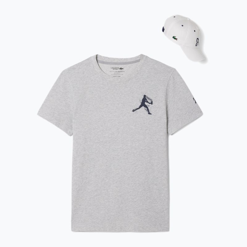 Koszulka męska + czapka Lacoste TH1044 silver chine/ navy blue