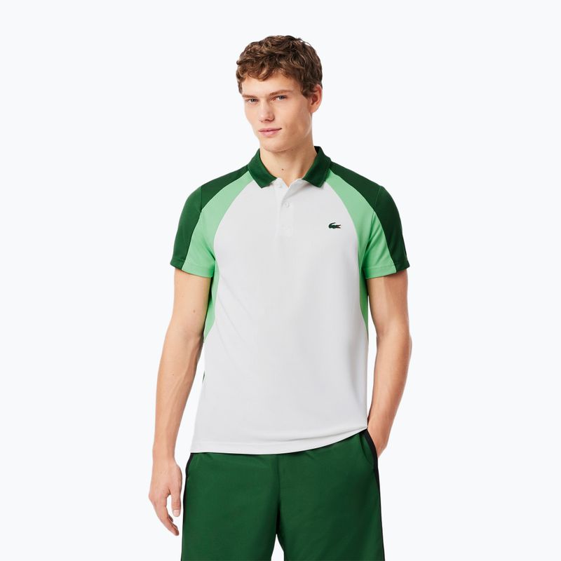 Koszulka polo tenisowa męska Lacoste Polo DH8963 white/liamone green