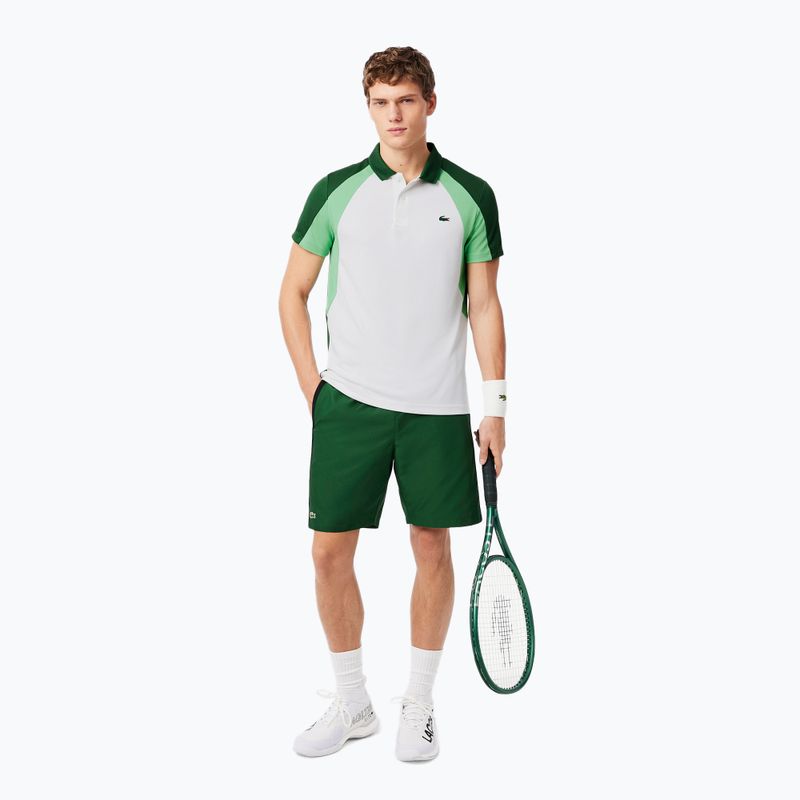 Koszulka polo tenisowa męska Lacoste Polo DH8963 white/liamone green 2