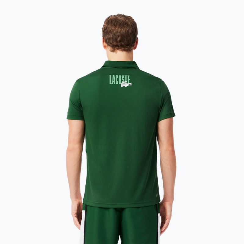 Koszulka polo tenisowa męska Lacoste Polo DH8963 white/liamone green 3