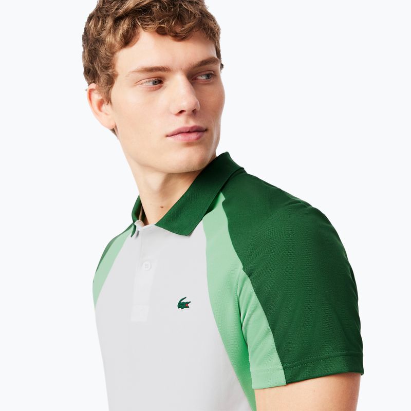 Koszulka polo tenisowa męska Lacoste Polo DH8963 white/liamone green 4