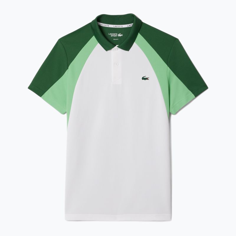 Koszulka polo tenisowa męska Lacoste Polo DH8963 white/liamone green 5