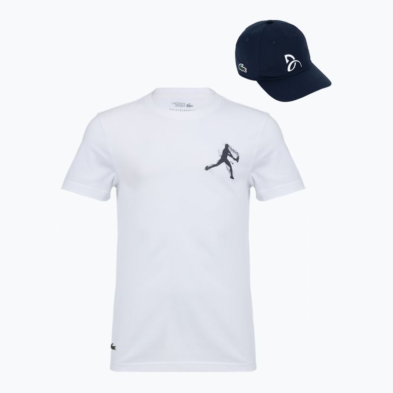 Koszulka męska + czapka Lacoste TH1044 white/ navy blue