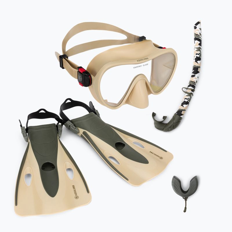 Zestaw do snorkelingu Aqualung Nabul Set beige/dark green