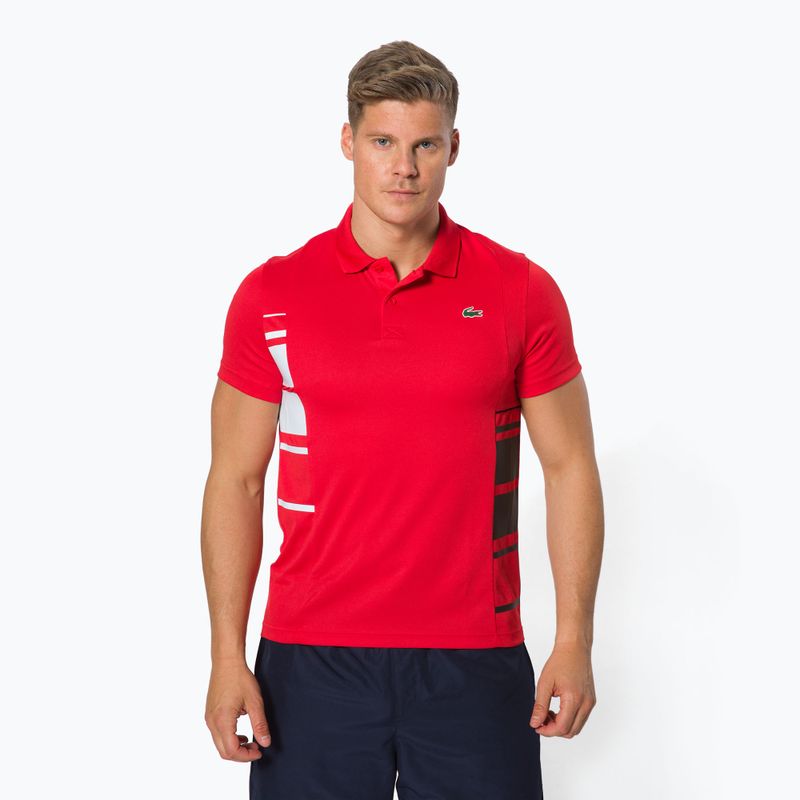 Koszulka polo męska Lacoste DH0866 fireman/white/black 2