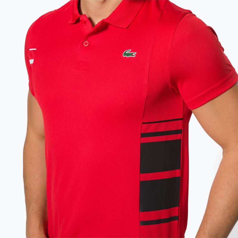 Koszulka polo męska Lacoste DH0866 fireman/white/black 5
