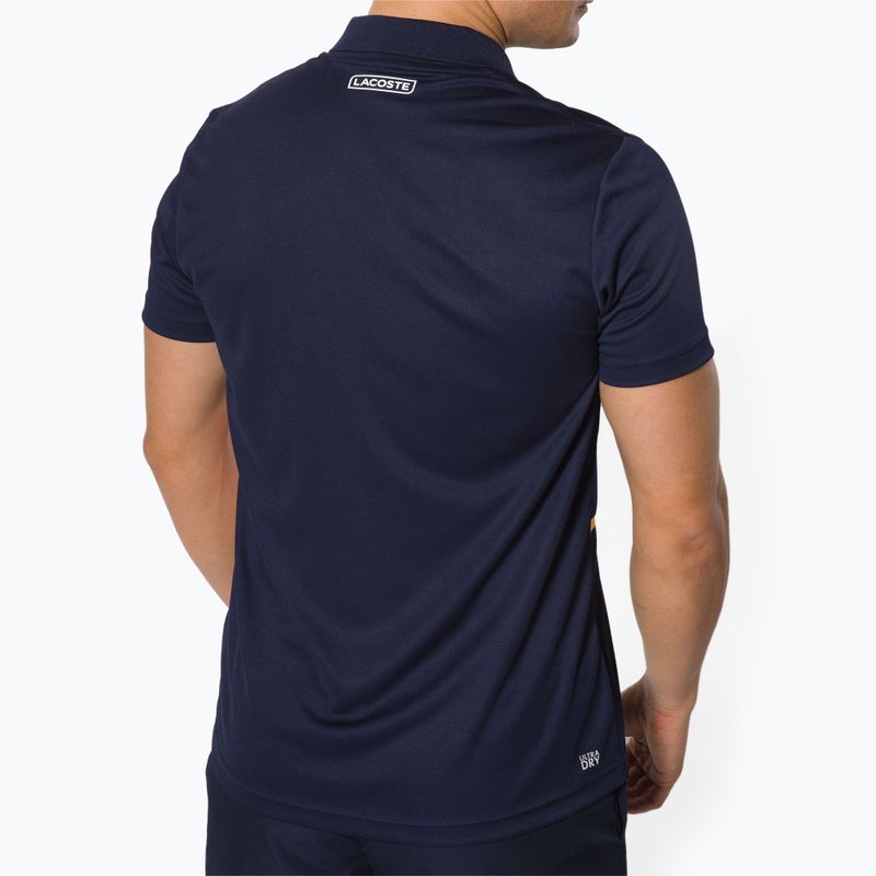 Koszulka polo męska Lacoste DH0866 navy blue/broom mandarin 4