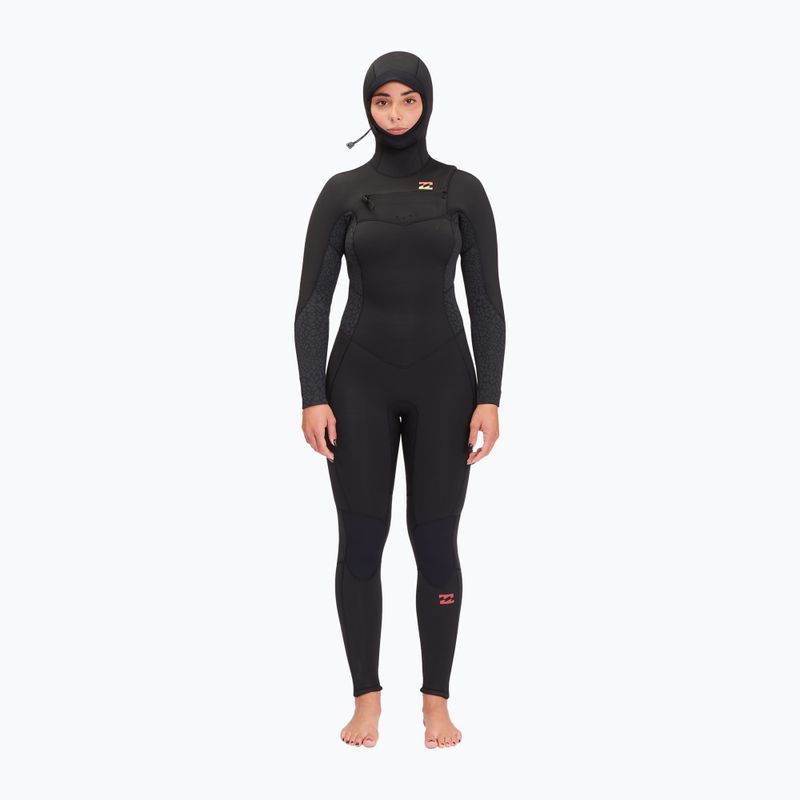 Pianka do pływania damska Billabong 5/4 mm Synergy Hooded Chest Zip wild black
