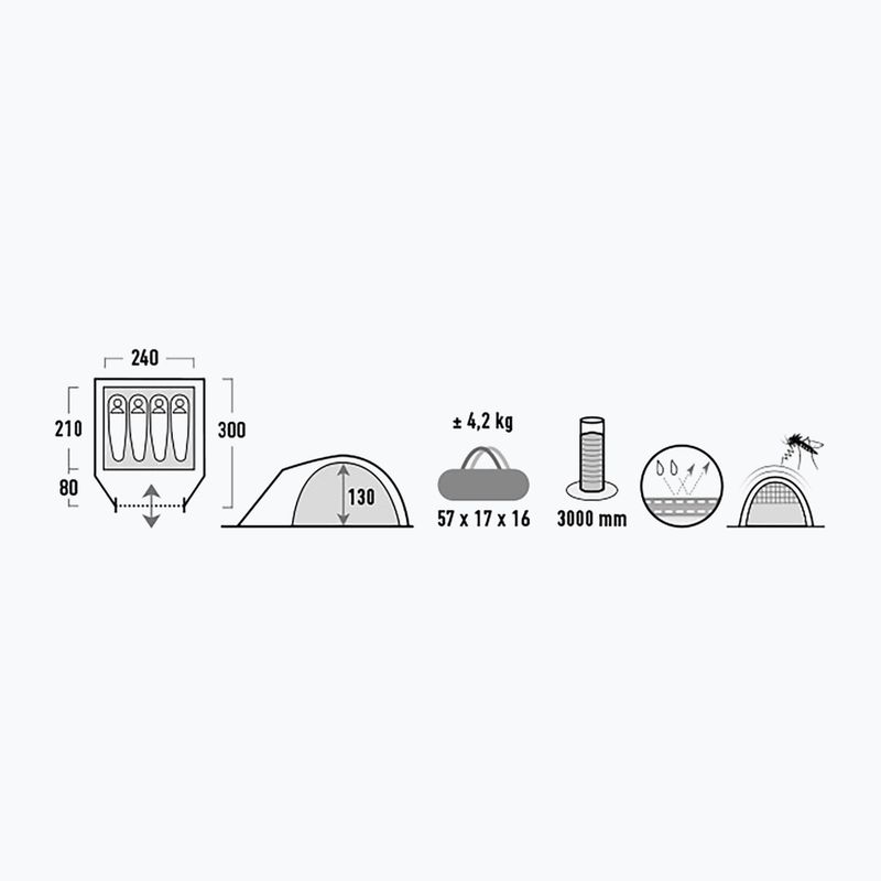Namiot kempingowy 4-osobowy High Peak Nevada 4 nimbus grey 9