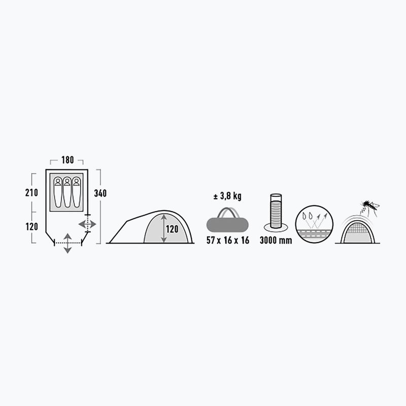 Namiot kempingowy 3-osobowy High Peak Kira 3 nimbus grey 7
