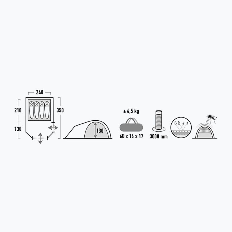 Namiot kempingowy 4-osobowy High Peak Kira 4 nimbus grey 7
