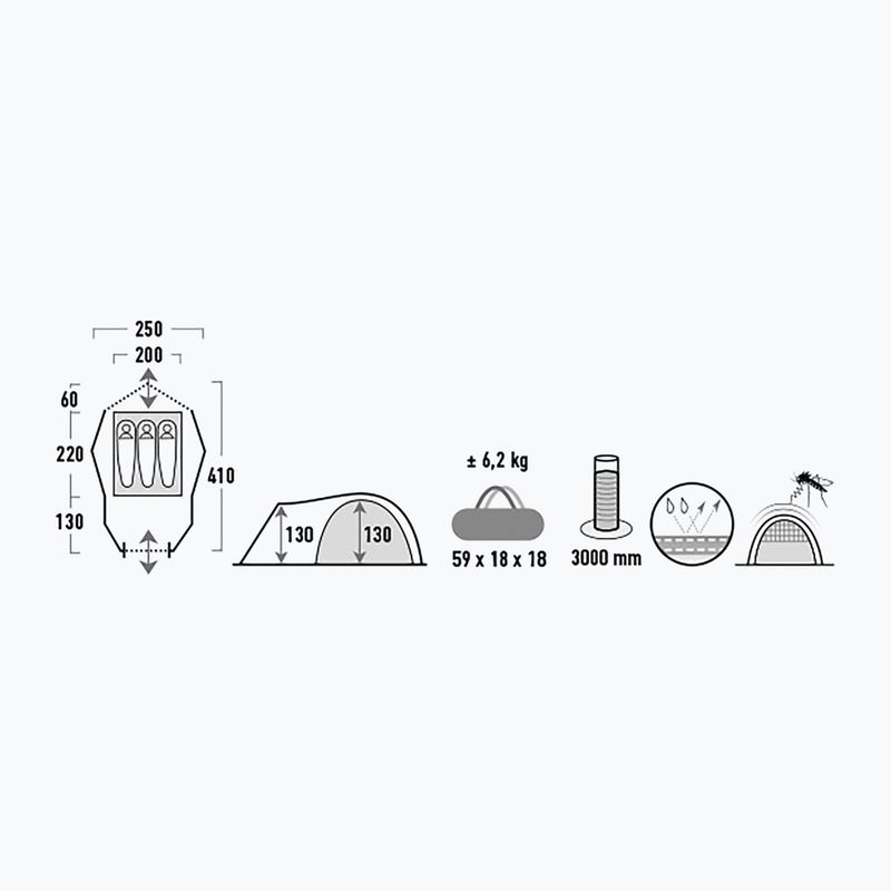 Namiot kempingowy 3-osobowy High Peak Alfena 3 nimbus grey 2