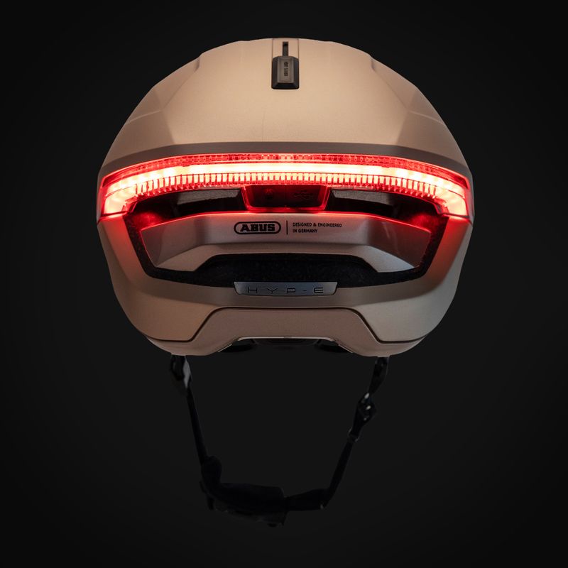 Kask rowerowy z kierunkowskazami ABUS Hyp-E champagne gold 9